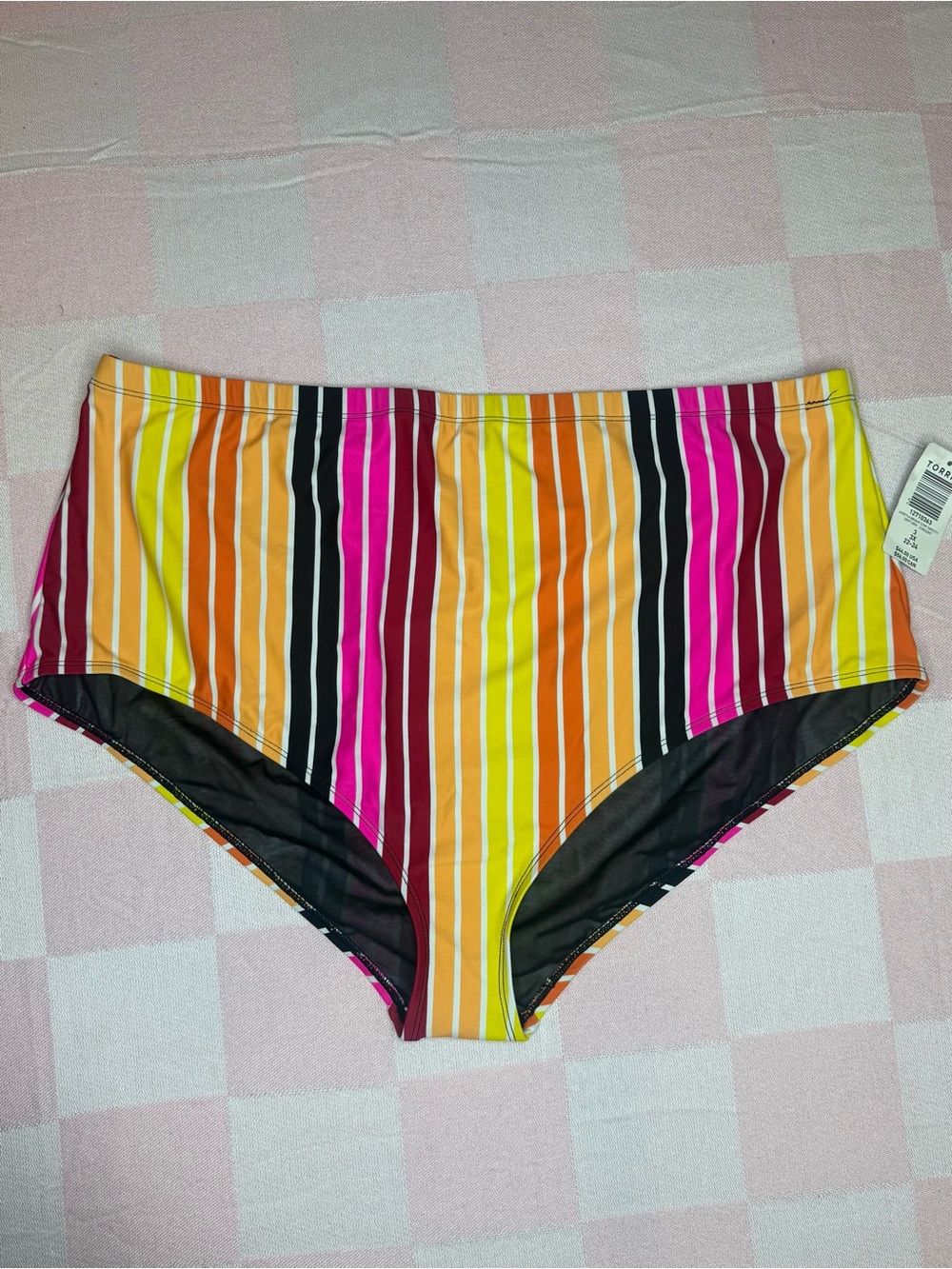 torrid Multicolor Stripe High-Waist Swim Bottoms - Yellow, Pink, Orange, Black
